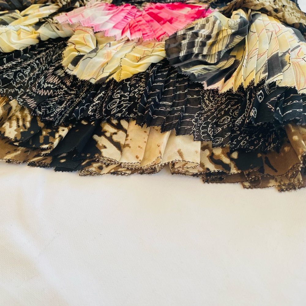 Diane Von Furstenberg Pink, Black and Cream Tiered A-Line Skirt - Picture 5 of 8